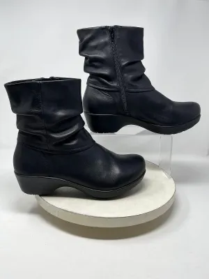 Abeo Size 9.5 Black Leather Ruched Boots