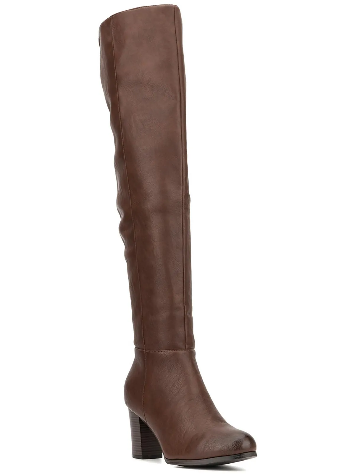 AMORY Womens Faux Leather Block heel Thigh-High Boots