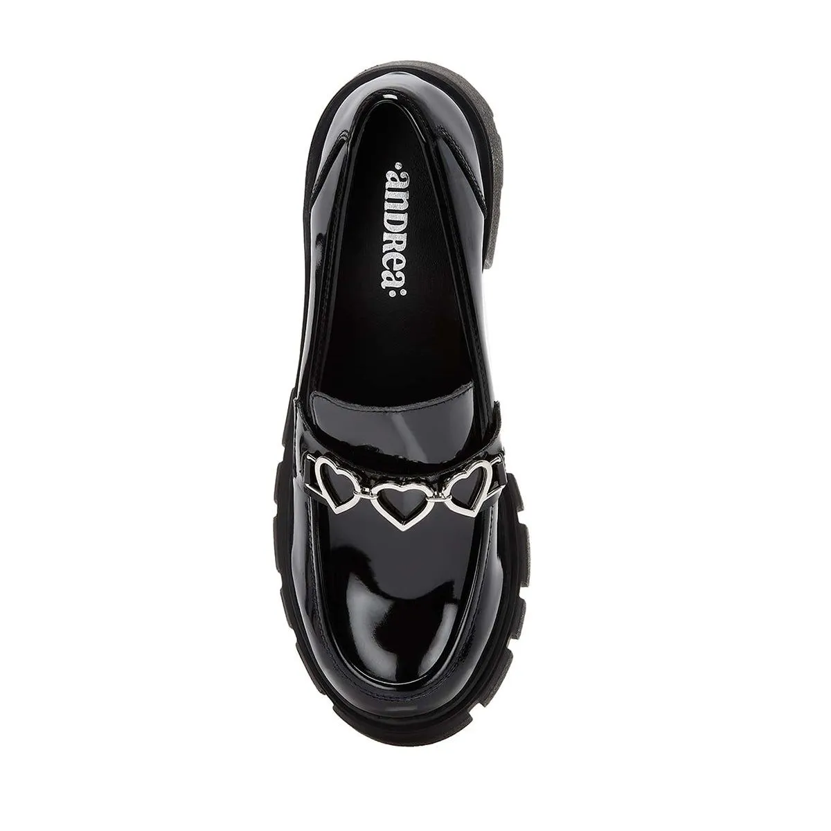Andrea Patent Penny Loafers Hearts