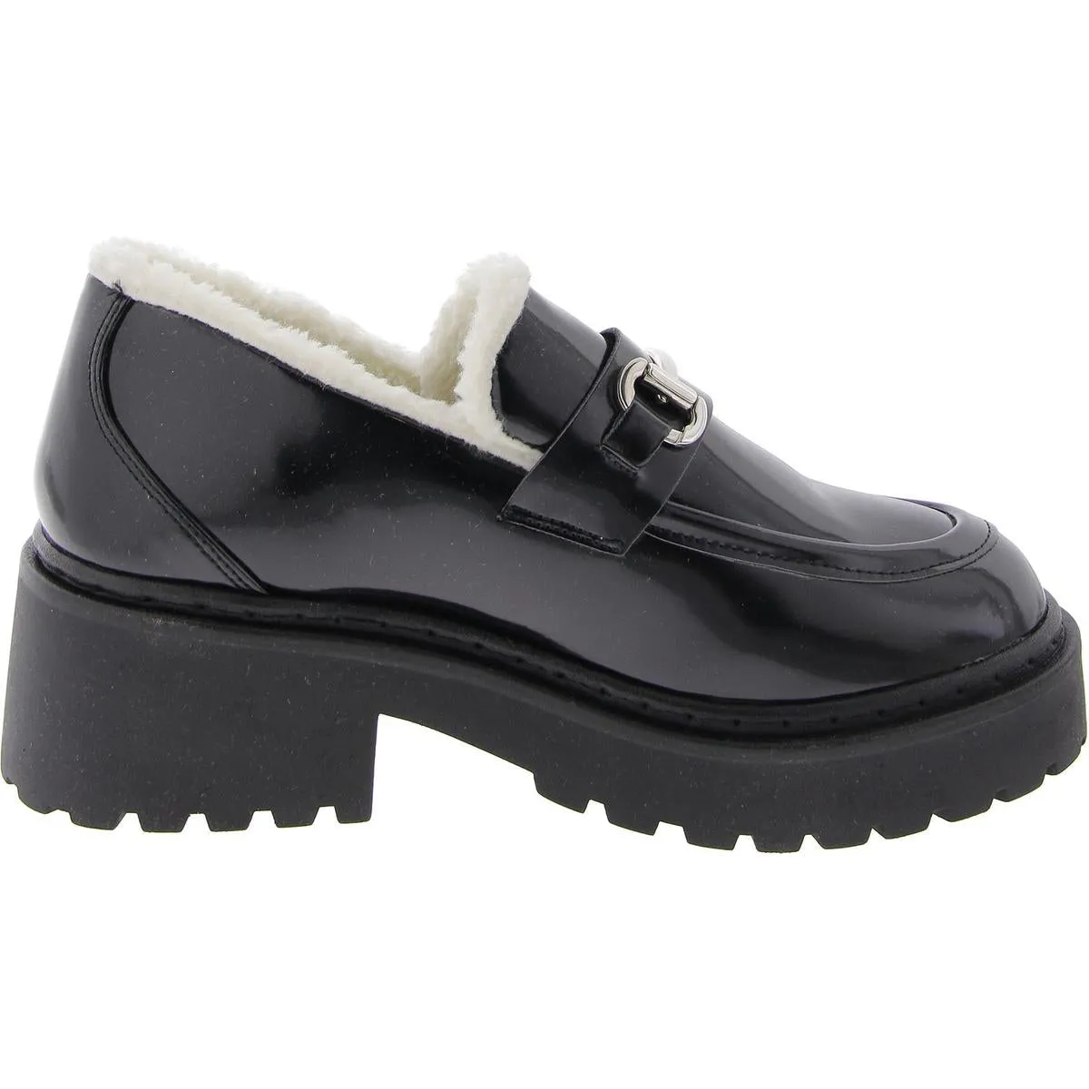 Approach-F Womens Faux Fur Lined Block Heel Loafers