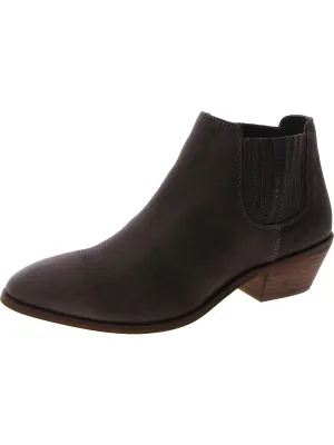 Ava Western Womens Leather Slip-On Ankle Boots