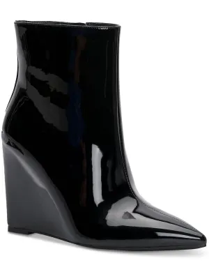 Azah Womens Patent Leather Pointed Toe Ankle Boots