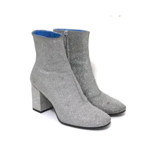 Balenciaga Glitter Ankle Boots Silver Size 37.5 High Heel Booties