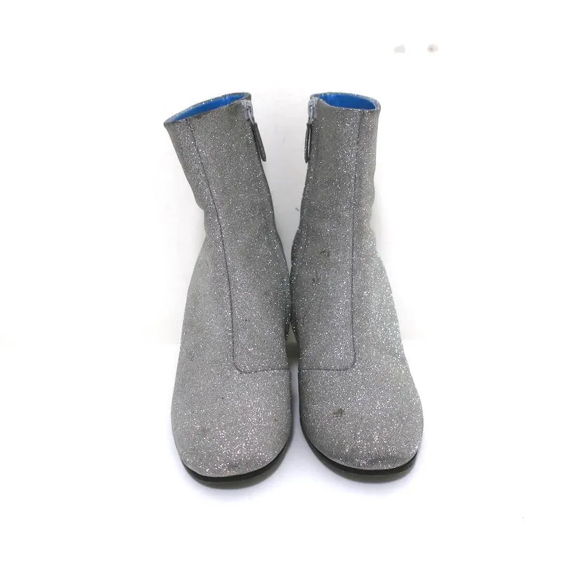 Balenciaga Glitter Ankle Boots Silver Size 37.5 High Heel Booties