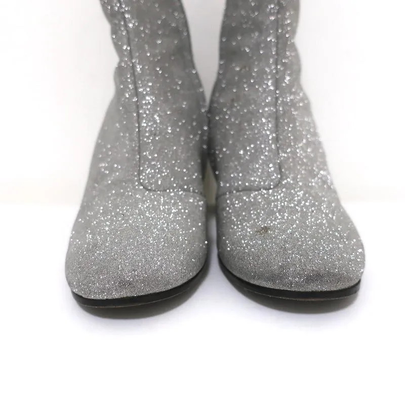 Balenciaga Glitter Ankle Boots Silver Size 37.5 High Heel Booties