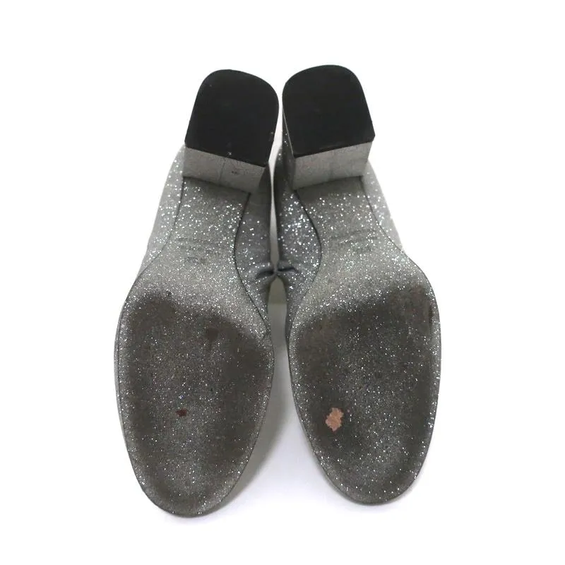 Balenciaga Glitter Ankle Boots Silver Size 37.5 High Heel Booties