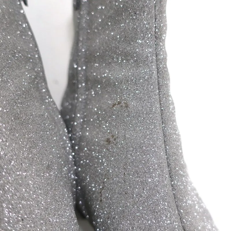 Balenciaga Glitter Ankle Boots Silver Size 37.5 High Heel Booties