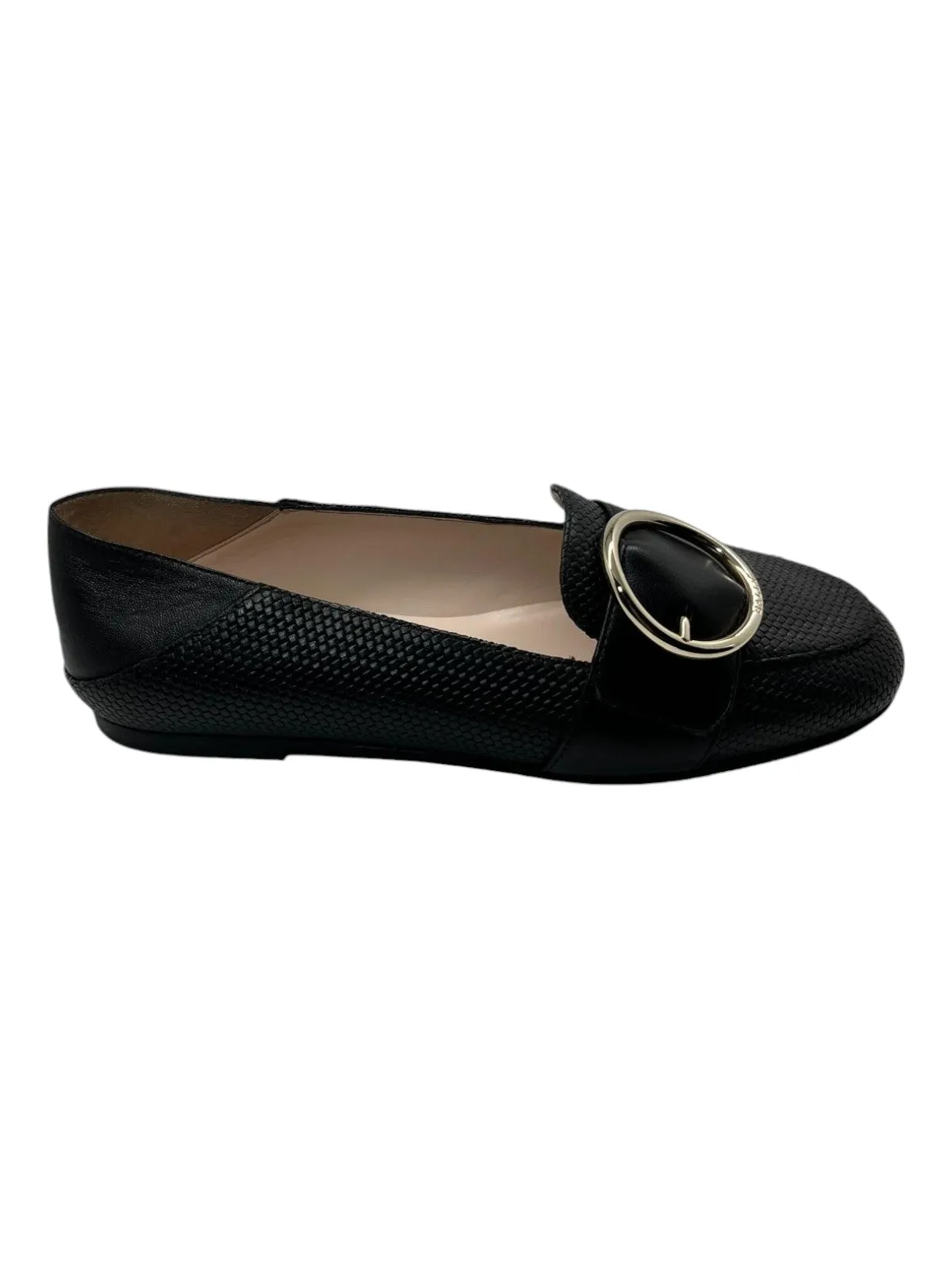 Bally Clariska 6301228 Women's Black Embossed Leather Flats