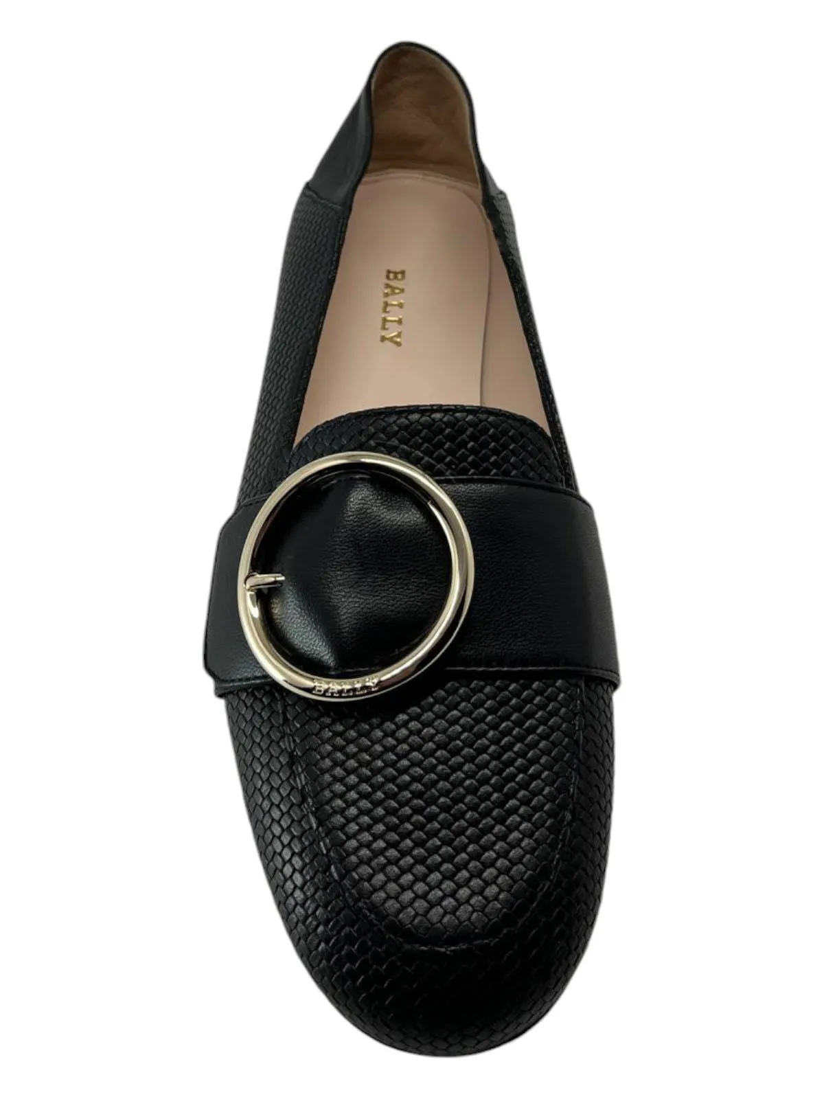 Bally Clariska 6301228 Women's Black Embossed Leather Flats