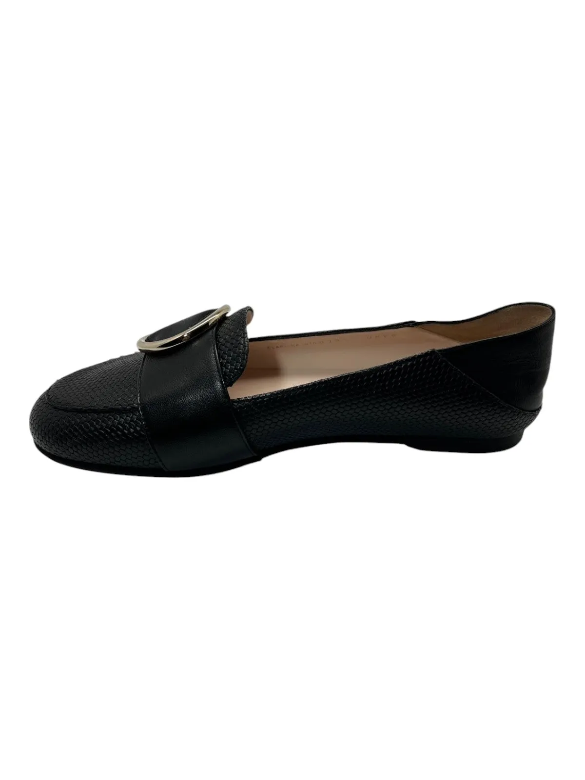Bally Clariska 6301228 Women's Black Embossed Leather Flats