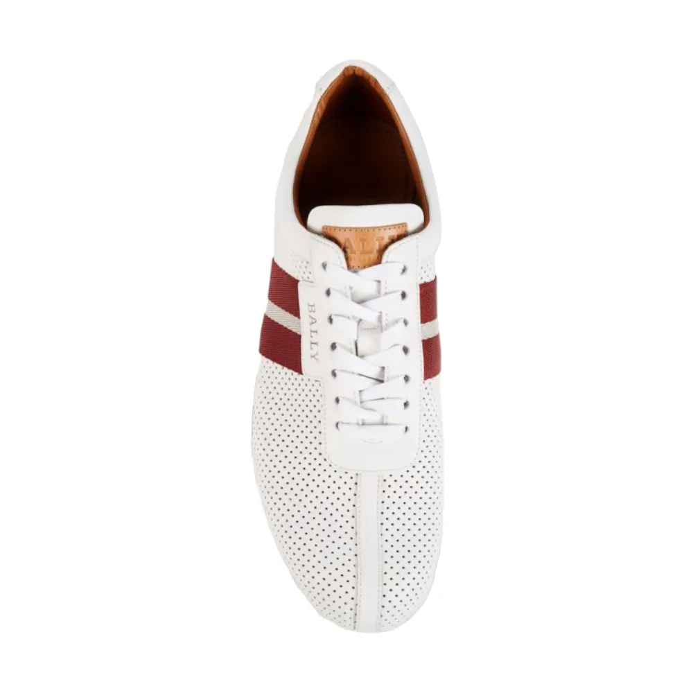 Bally Frenz Men's 6233822 White Perforated Leather Sneakers