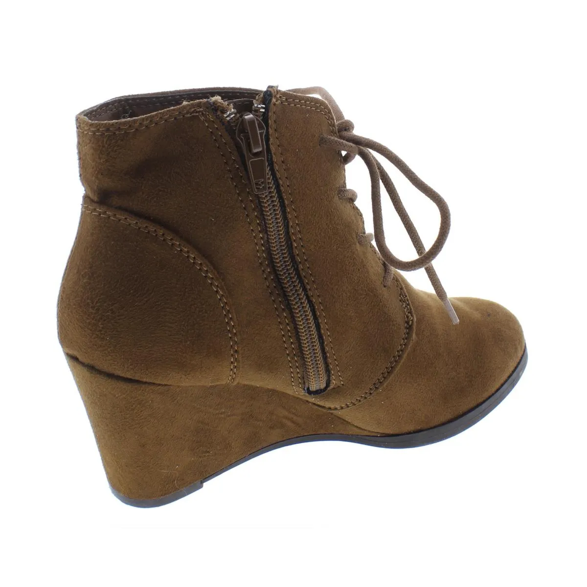 Baylie Womens Faux Suede Ankle Wedge Boots