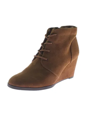 Baylie Womens Faux Suede Ankle Wedge Boots