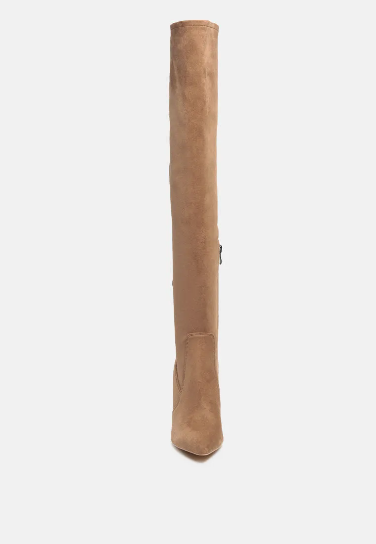 brandy faux suede over the knee high heeled boots