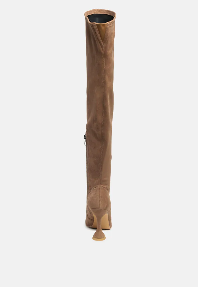 brandy faux suede over the knee high heeled boots
