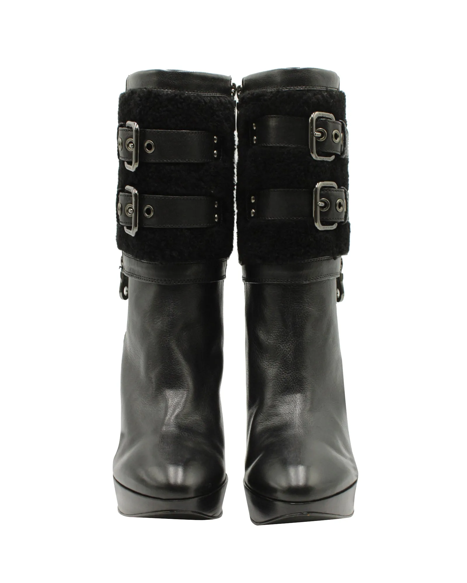 Burberry Mink Fur Ankle Boots in Black Leather