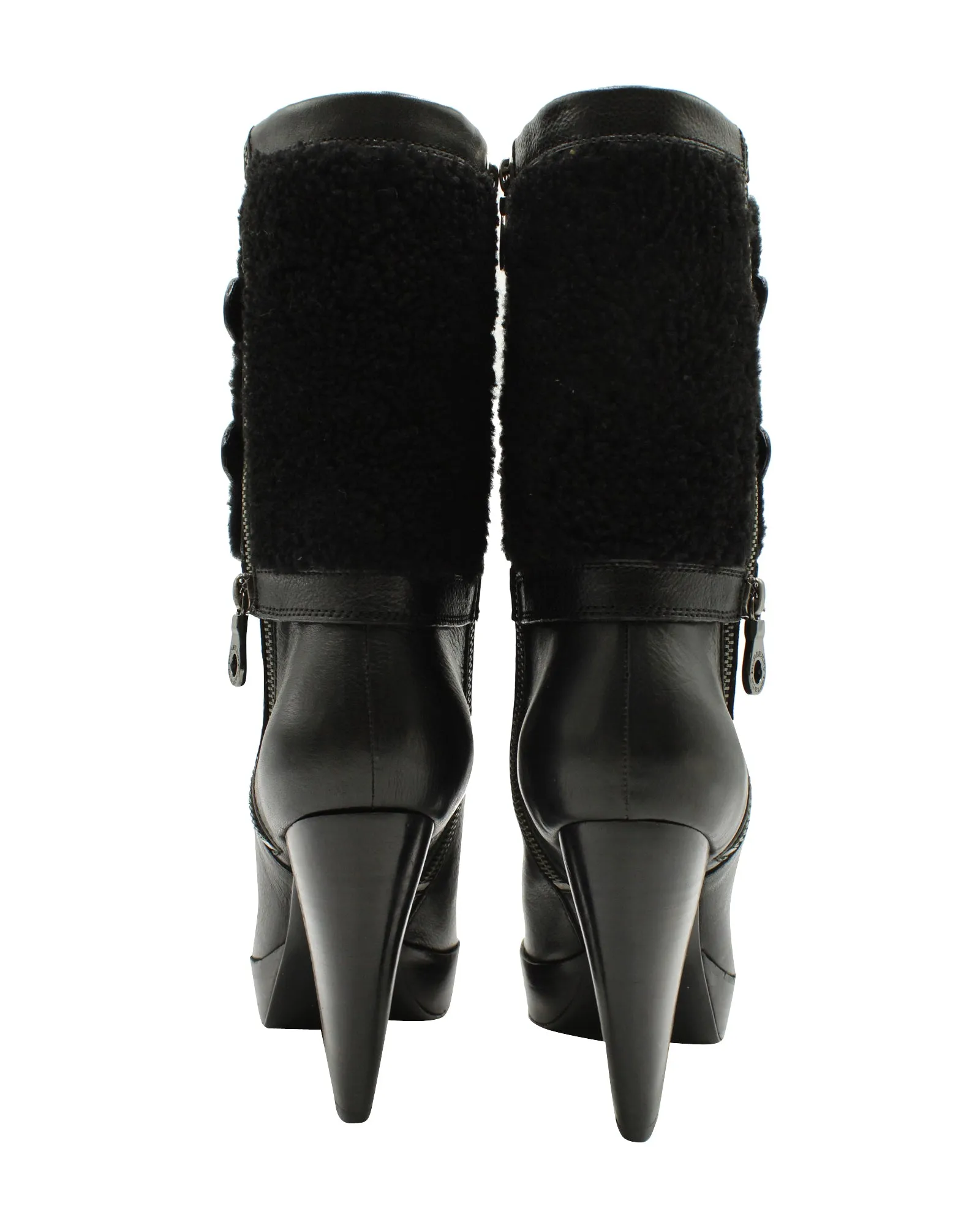 Burberry Mink Fur Ankle Boots in Black Leather