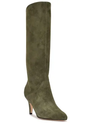 Buyah Womens Suede Pull On Mid-Calf Boots
