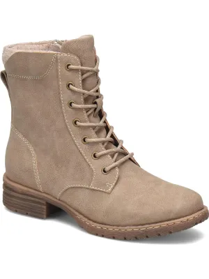 Claudia Womens Faux Leather Black Heel Combat & Lace-Up Boots