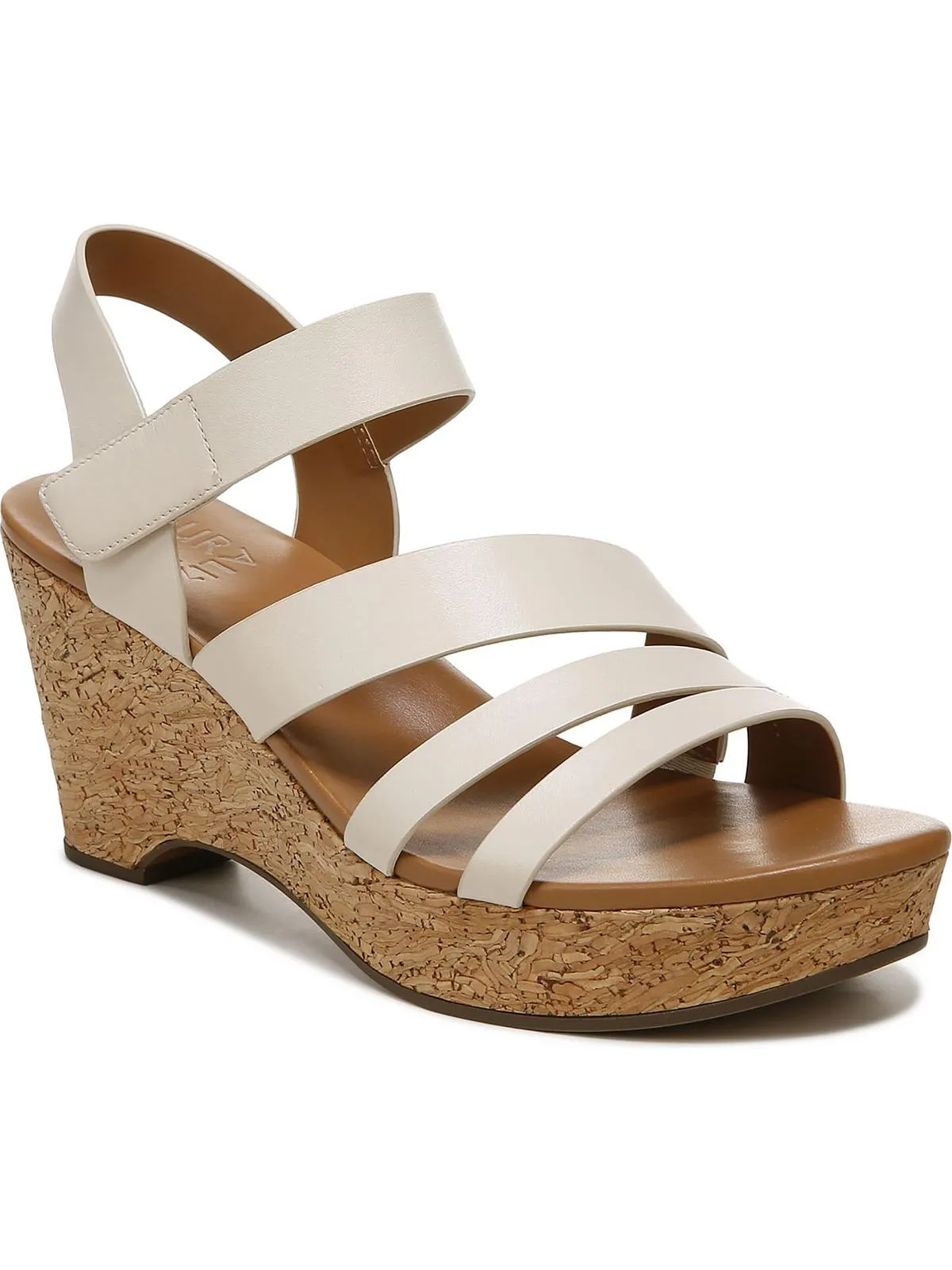 Cynthia Womens Leather Platform Wedge Sandals