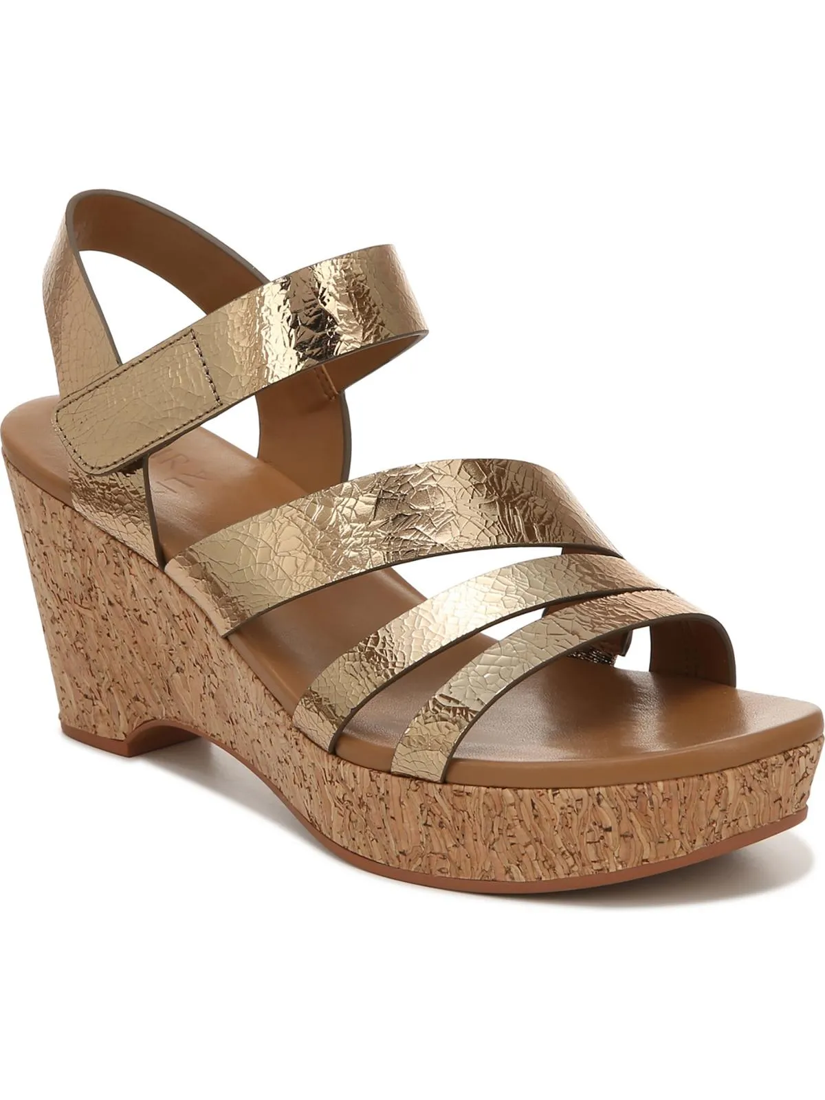 Cynthia Womens Leather Platform Wedge Sandals