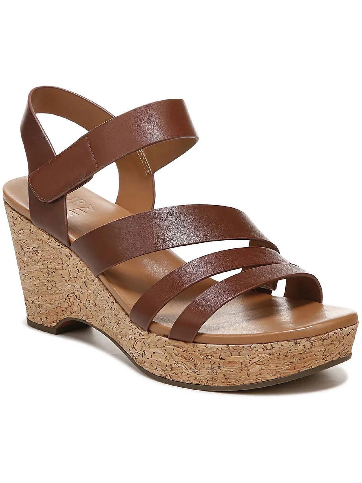 Cynthia Womens Leather Platform Wedge Sandals
