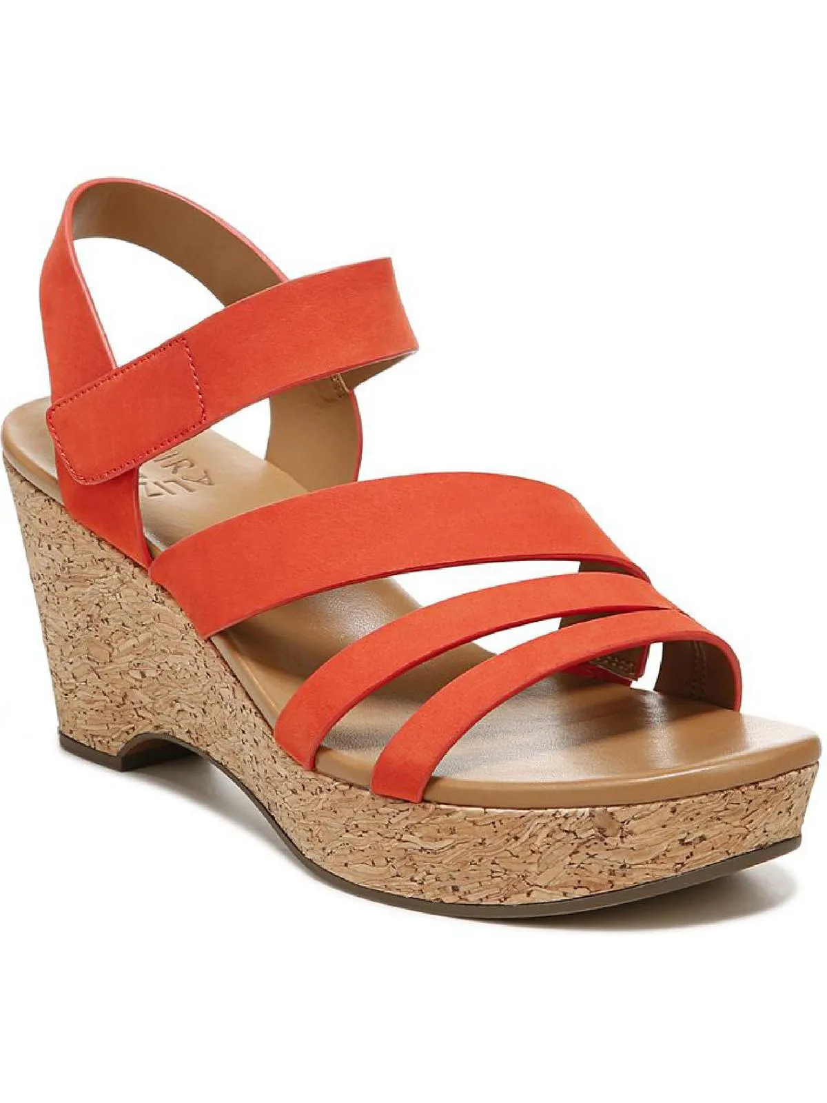 Cynthia Womens Leather Platform Wedge Sandals