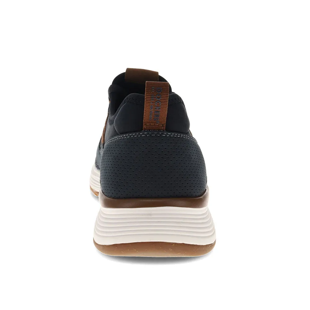 Dockers Mens Adan Knit and Synthetic Leather Casual Slip On Sneaker Shoe