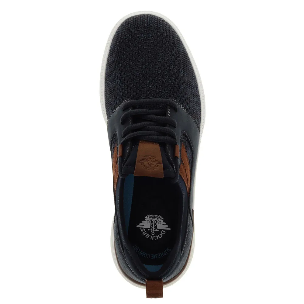 Dockers Mens Adan Knit and Synthetic Leather Casual Slip On Sneaker Shoe