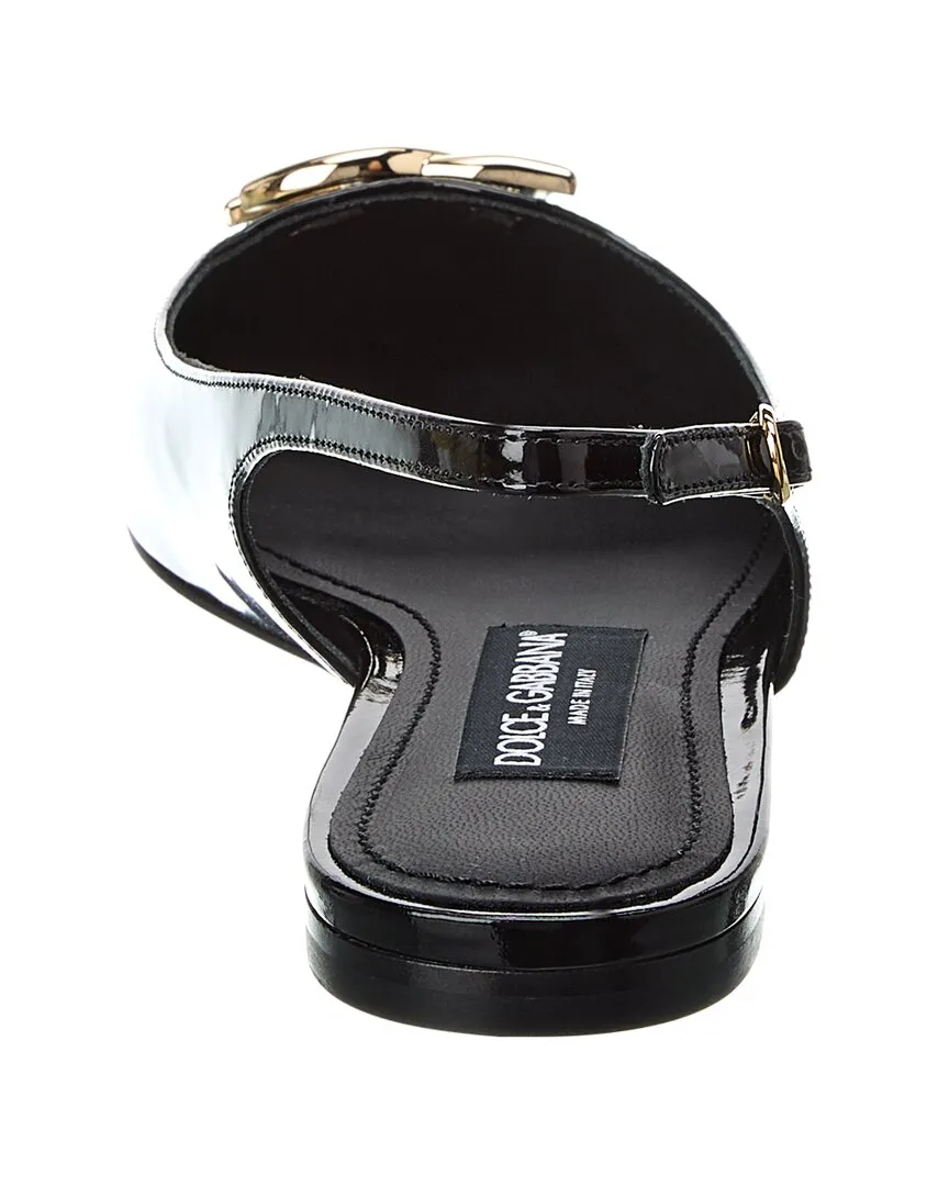 Dolce & Gabbana DG Logo Leather Slingback Flat