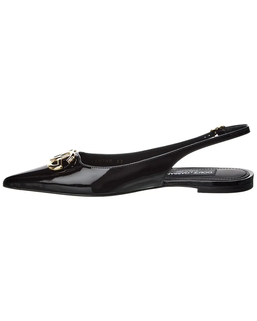 Dolce & Gabbana DG Logo Leather Slingback Flat