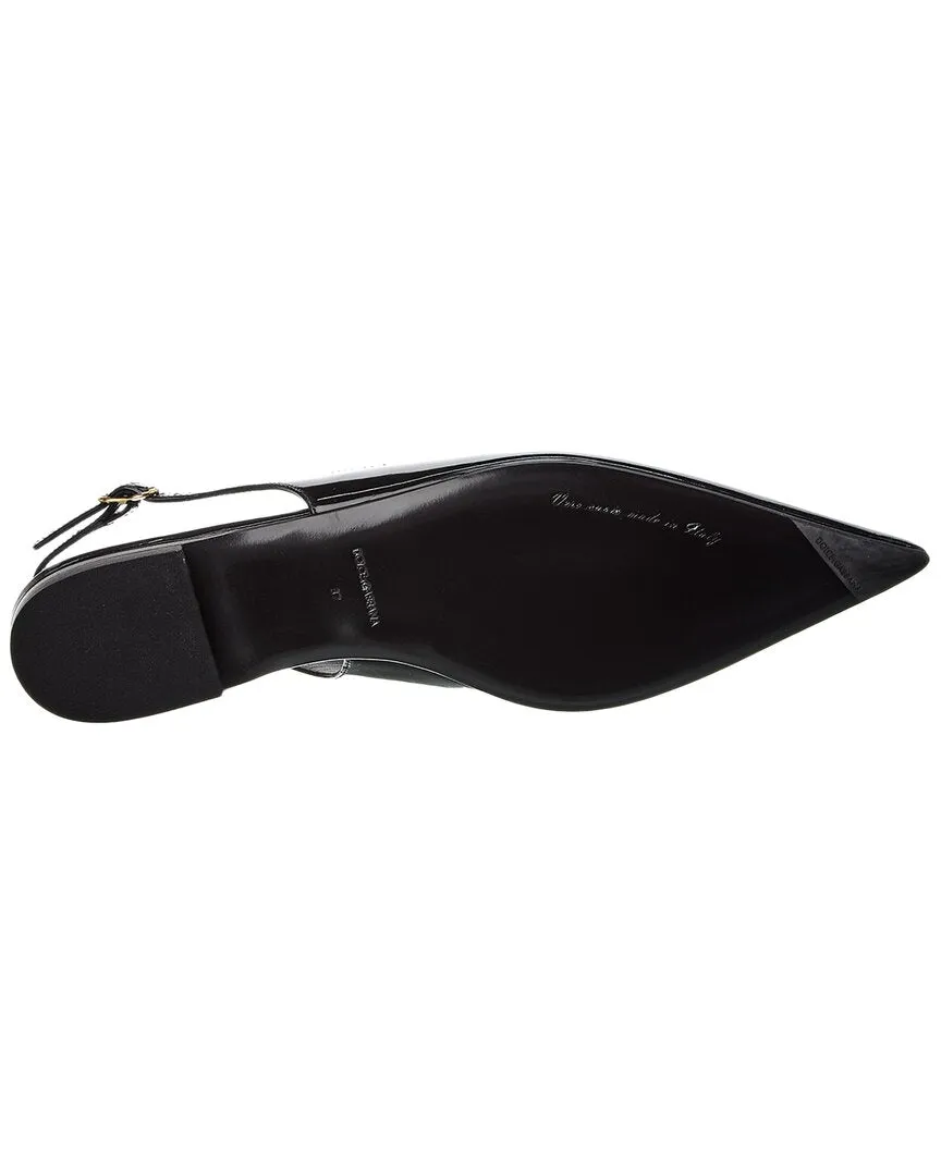 Dolce & Gabbana DG Logo Leather Slingback Flat
