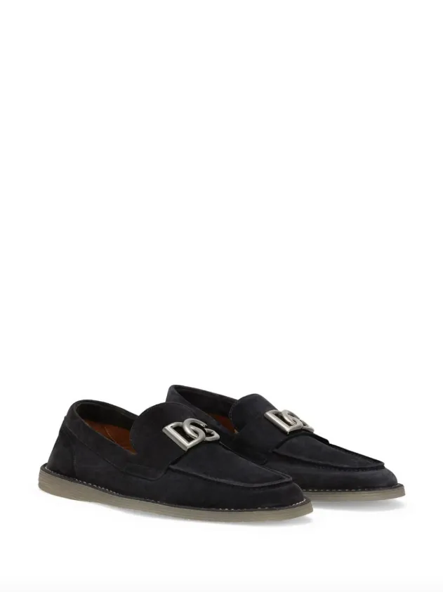 Dolce & Gabbana logo-lettering suede loafers