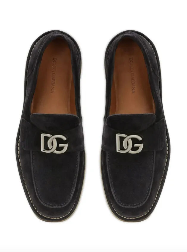 Dolce & Gabbana logo-lettering suede loafers