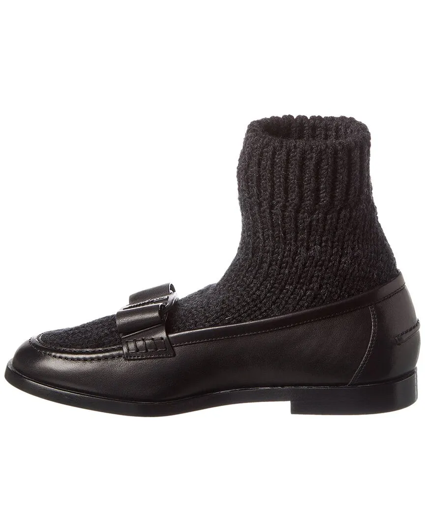 Ferragamo Vivaldo Knit & Leather Loafer