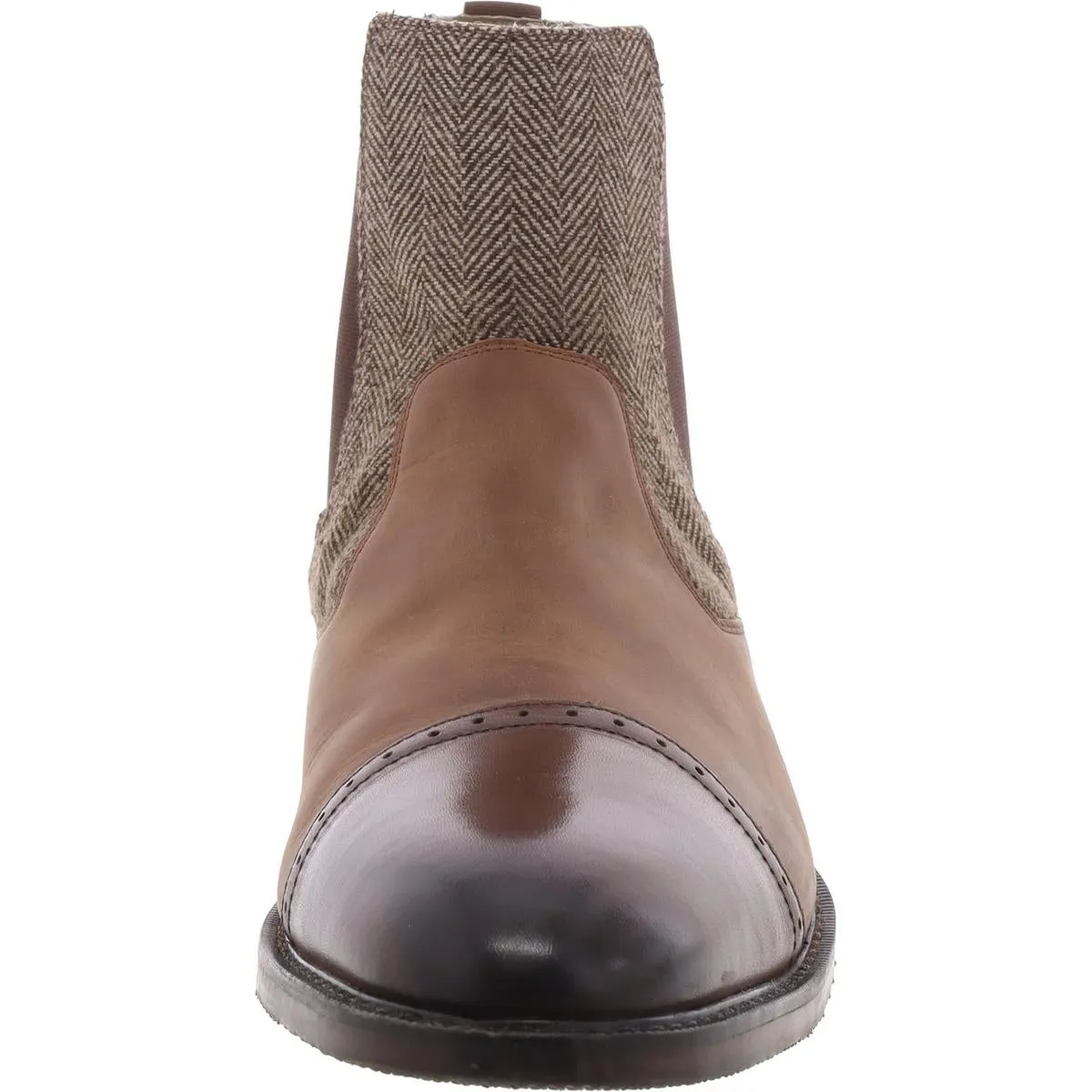 Finney Mens Leather Brogue Chelsea Boots