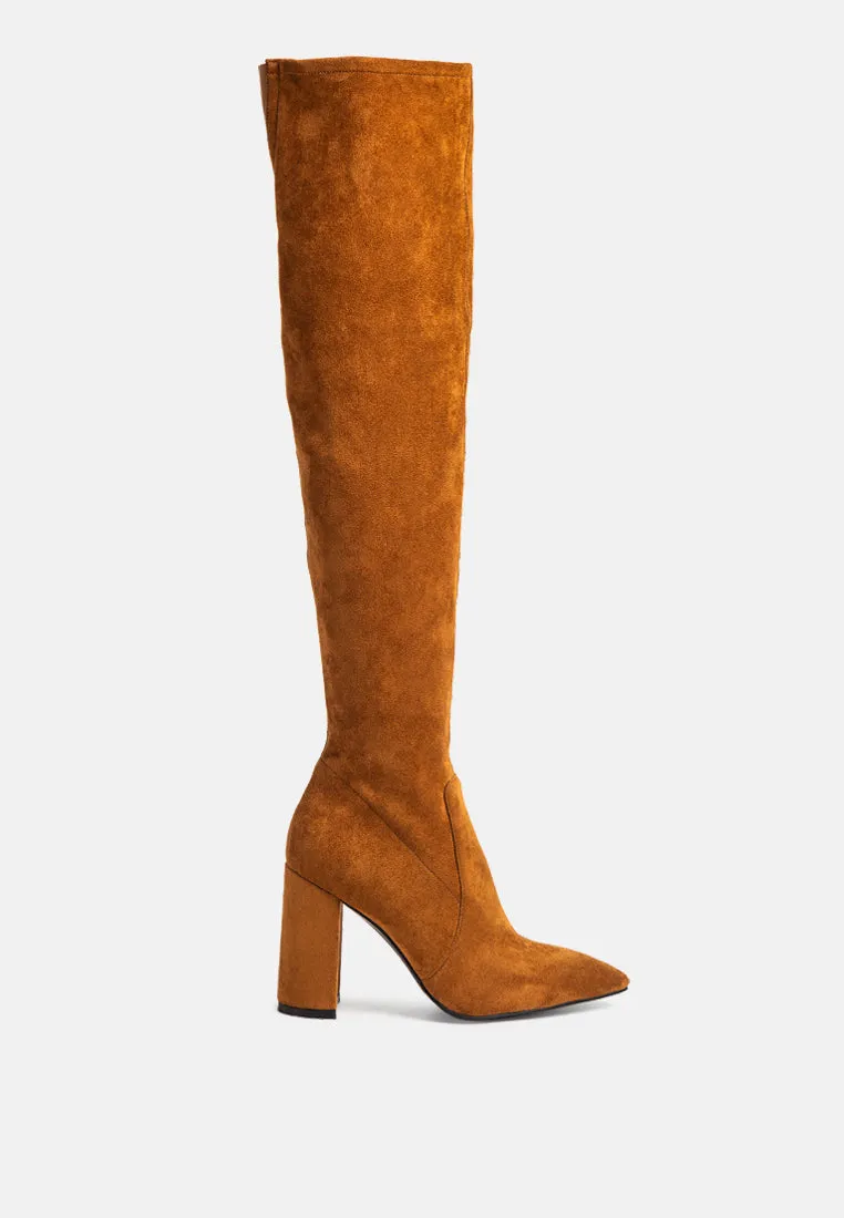 flittle long block heel boots