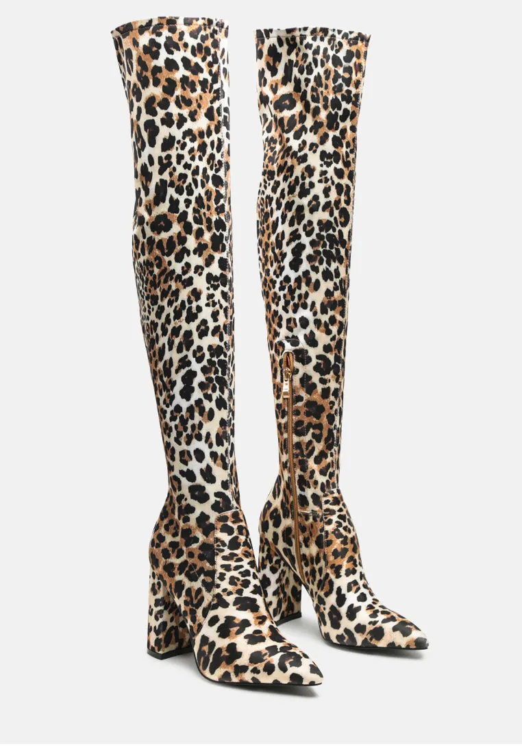 flittle long block heel boots