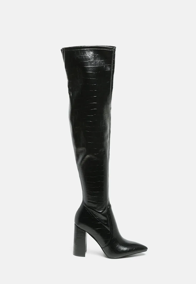 flittle long block heel boots