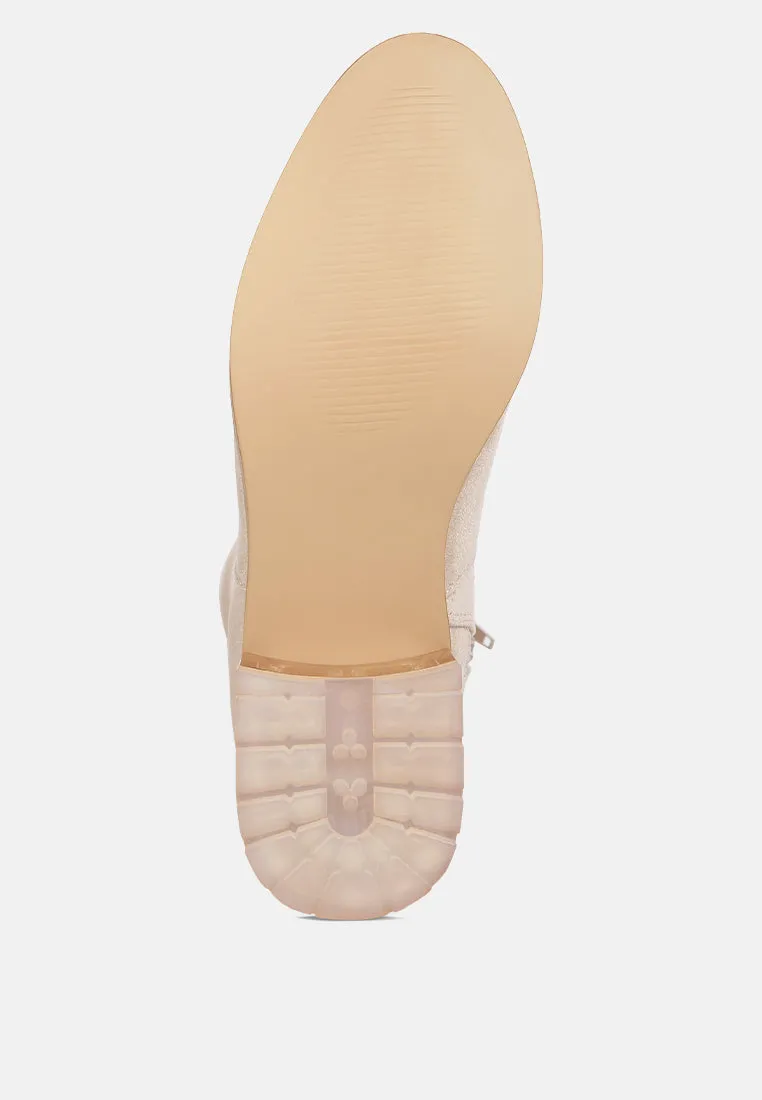 francesca tassels detail short heel calf boot