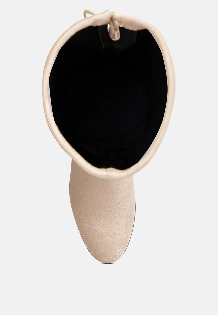 francesca tassels detail short heel calf boot