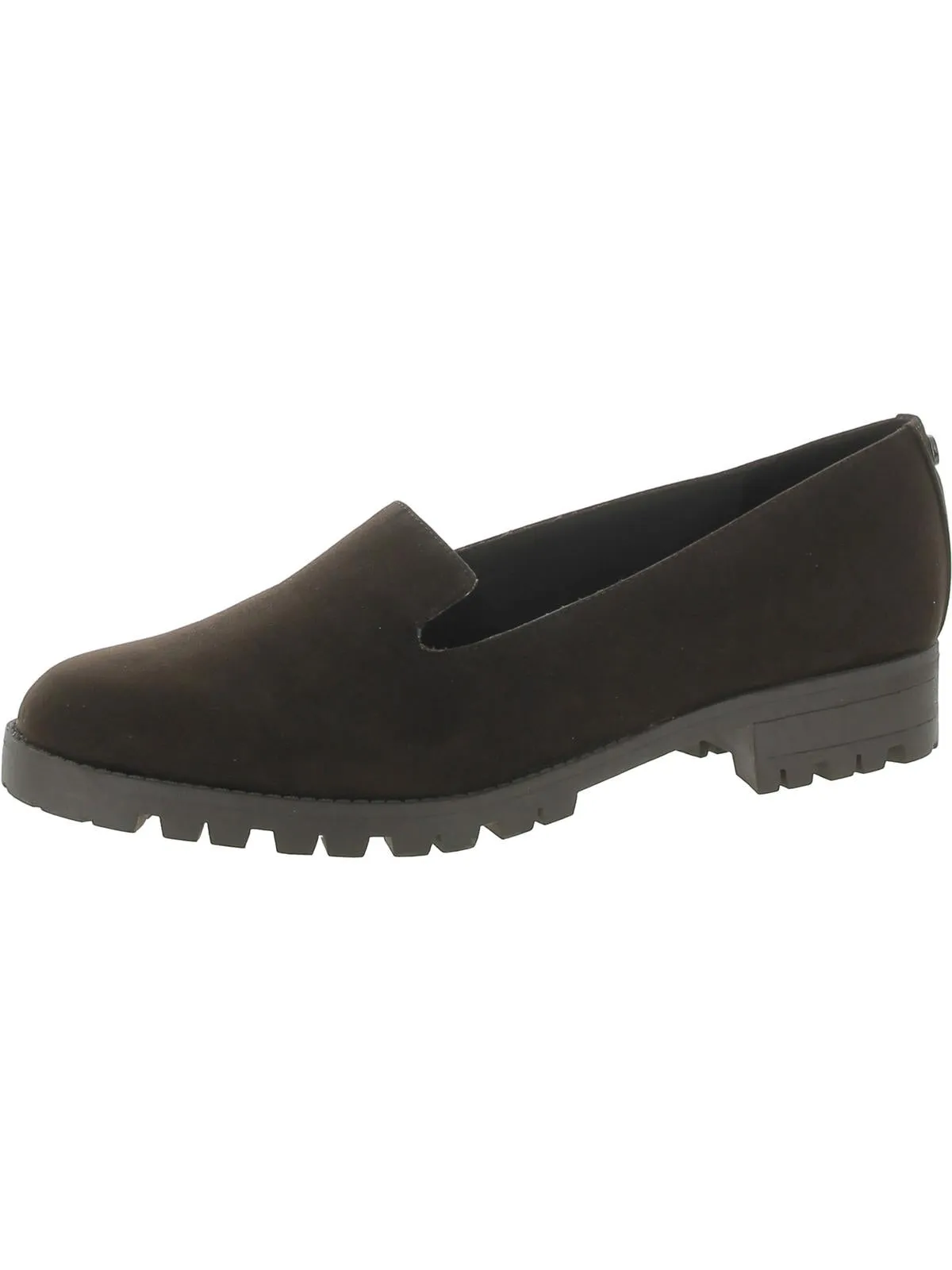 Geva 2 Womens Faux Suede Lugged Sole Loafers