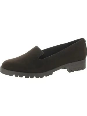 Geva 2 Womens Faux Suede Lugged Sole Loafers