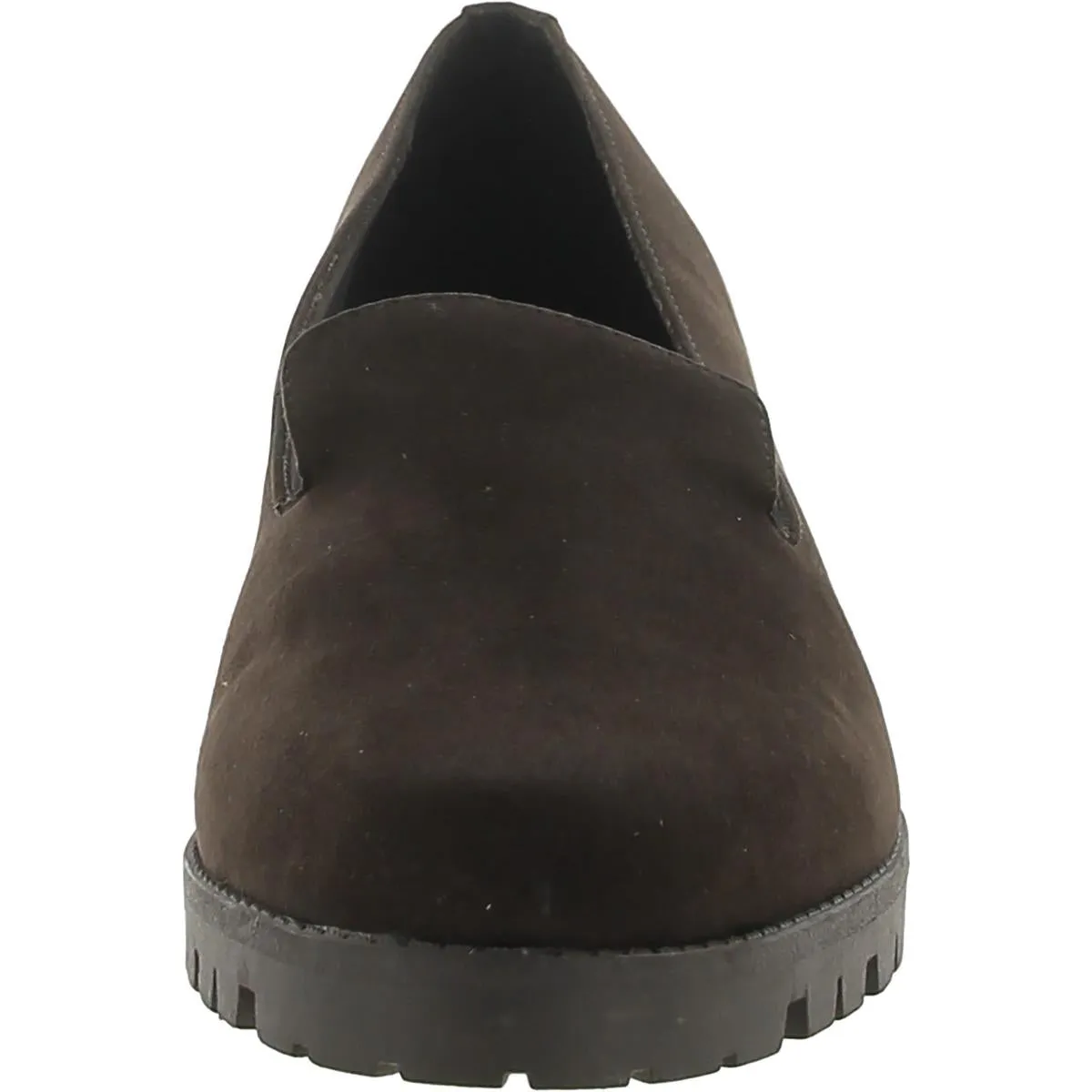 Geva 2 Womens Faux Suede Lugged Sole Loafers