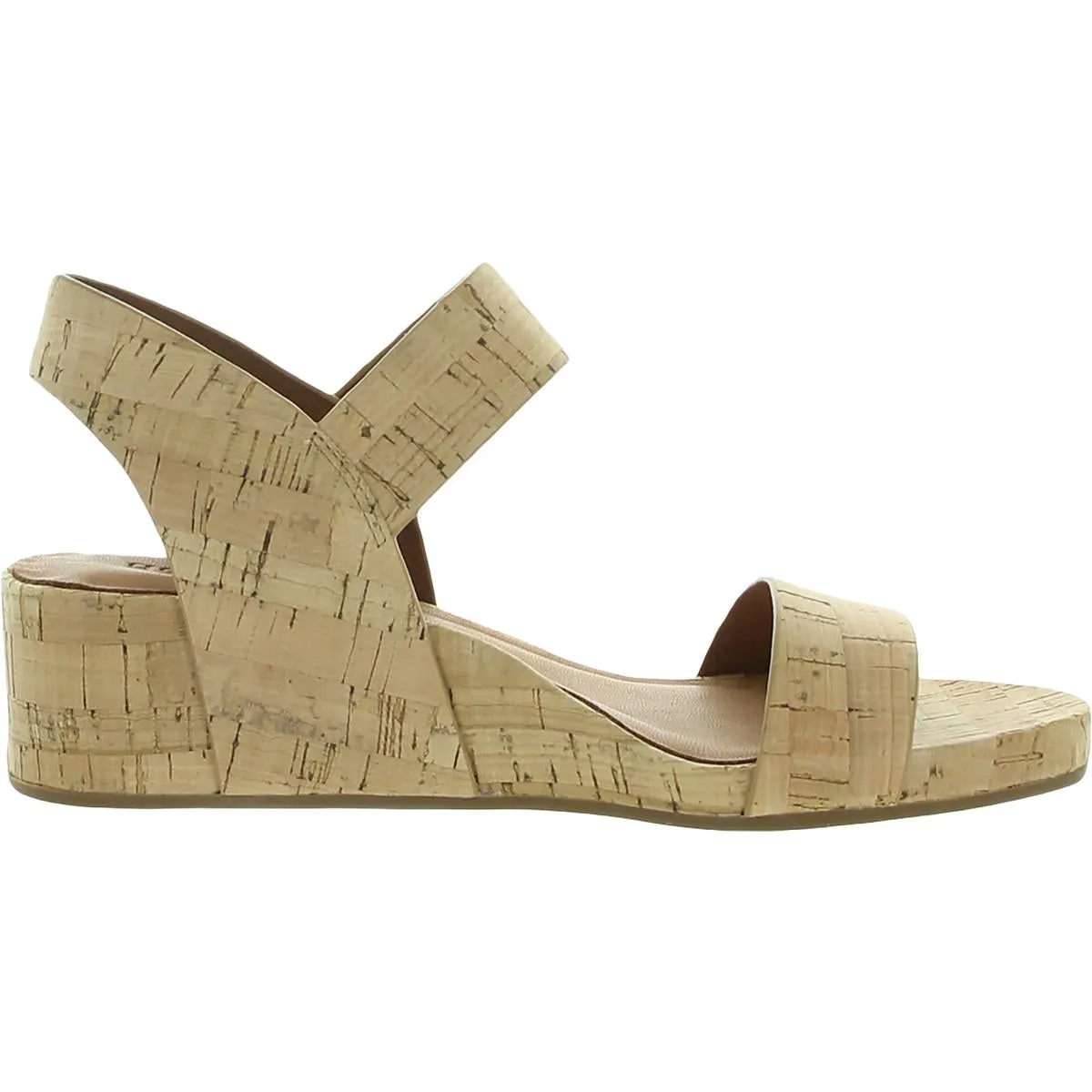 Gisele Two Band Womens Leather Open Toe Wedge Sandals