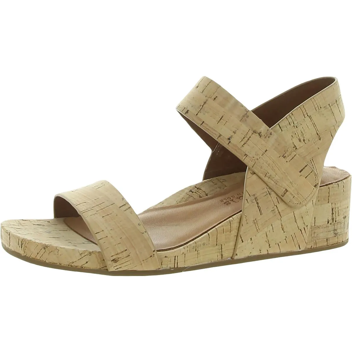 Gisele Two Band Womens Leather Open Toe Wedge Sandals