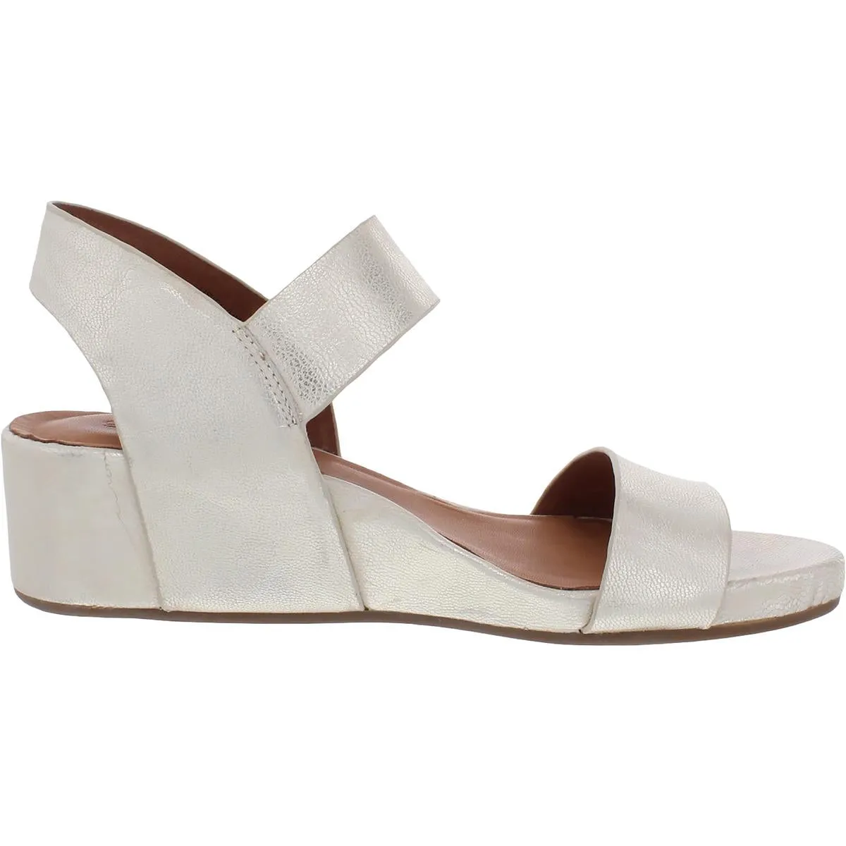 Gisele Two Band Womens Leather Open Toe Wedge Sandals