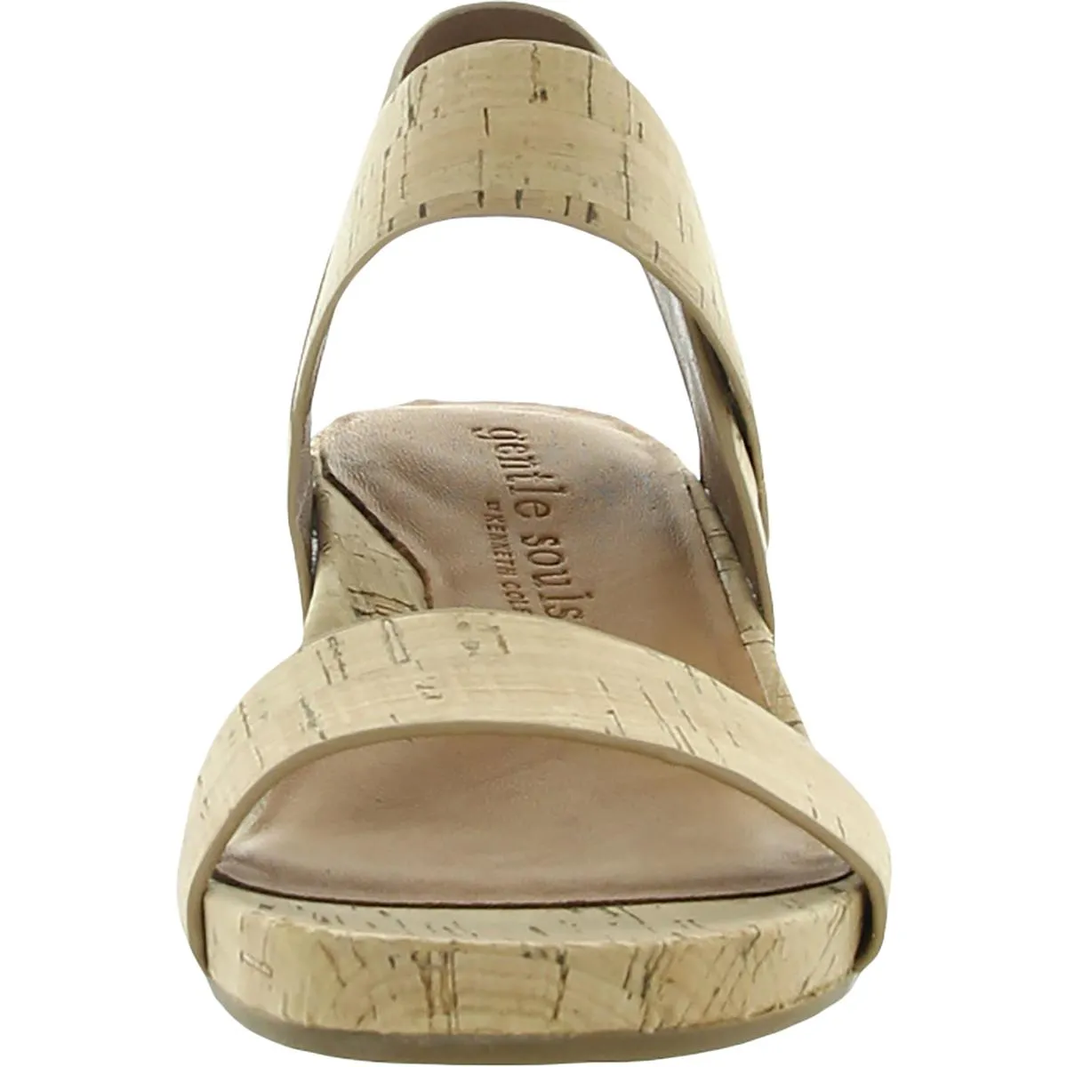 Gisele Two Band Womens Leather Open Toe Wedge Sandals