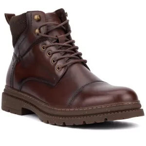 Glenn Mens Lugged Sole Leather Combat & Lace-Up Boots