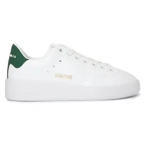 Golden Goose Purestar White Star and Matte Green Heel Tab Women's Sneakers